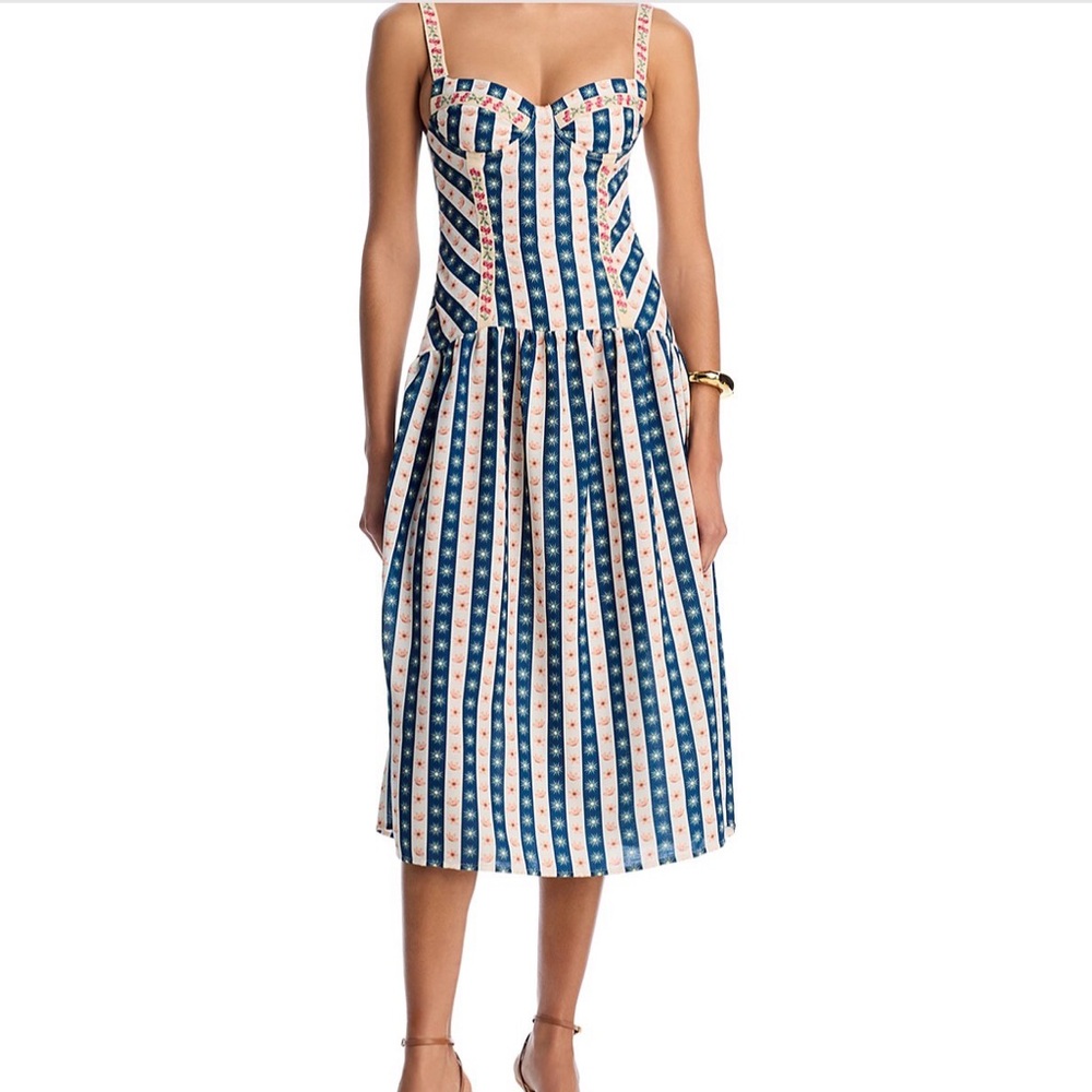 Agua Bendita Rayna Maxi Striped Blue and White Dress Sz M NWT